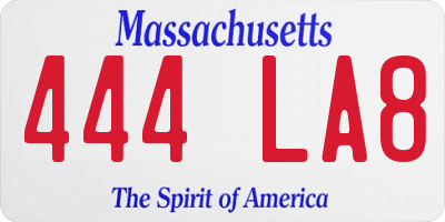 MA license plate 444LA8