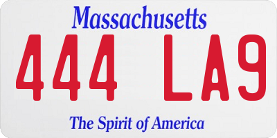 MA license plate 444LA9