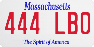 MA license plate 444LB0