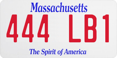 MA license plate 444LB1