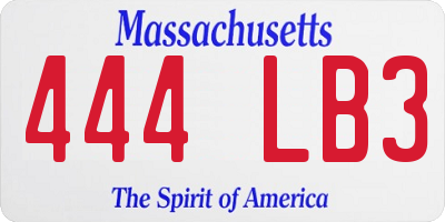 MA license plate 444LB3