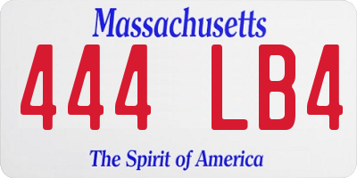 MA license plate 444LB4