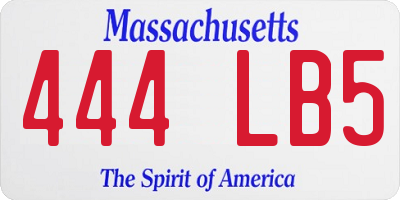 MA license plate 444LB5