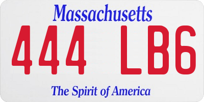 MA license plate 444LB6