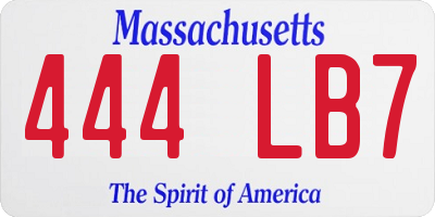MA license plate 444LB7