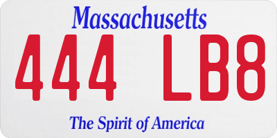 MA license plate 444LB8