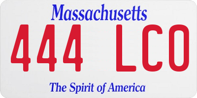 MA license plate 444LC0