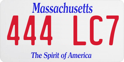 MA license plate 444LC7