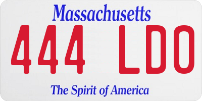 MA license plate 444LD0