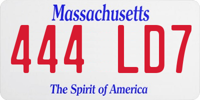 MA license plate 444LD7