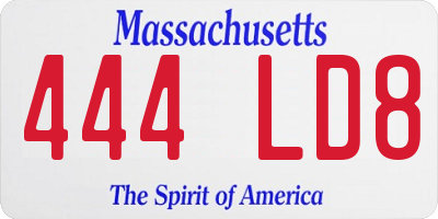 MA license plate 444LD8