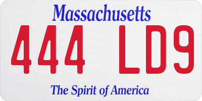 MA license plate 444LD9
