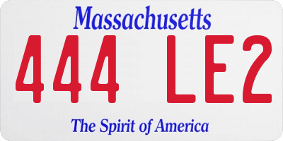 MA license plate 444LE2