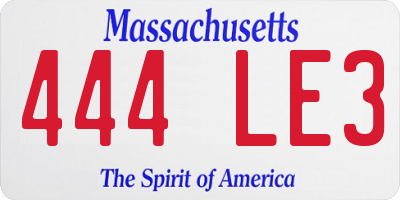 MA license plate 444LE3