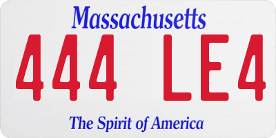 MA license plate 444LE4