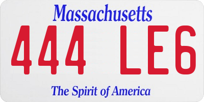 MA license plate 444LE6