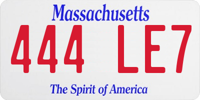 MA license plate 444LE7