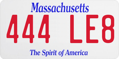 MA license plate 444LE8