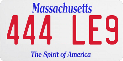 MA license plate 444LE9