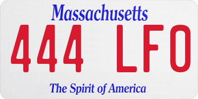 MA license plate 444LF0