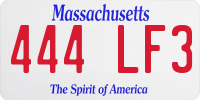 MA license plate 444LF3