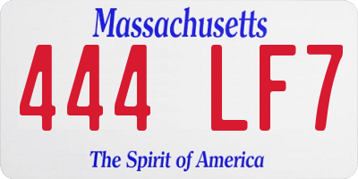 MA license plate 444LF7