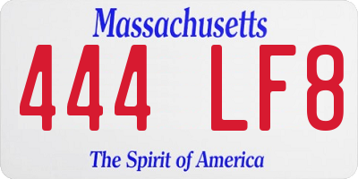 MA license plate 444LF8