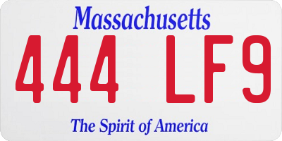 MA license plate 444LF9