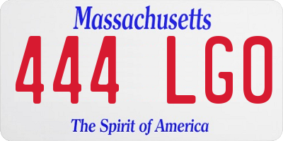 MA license plate 444LG0