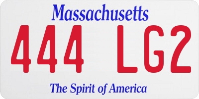 MA license plate 444LG2