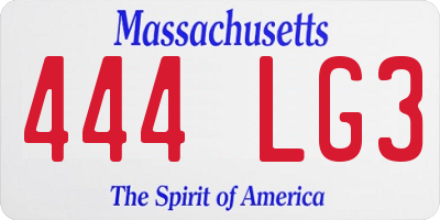 MA license plate 444LG3