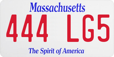 MA license plate 444LG5
