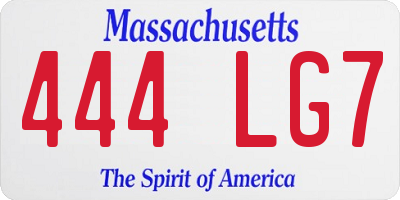 MA license plate 444LG7
