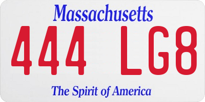 MA license plate 444LG8