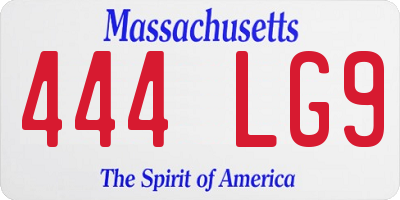MA license plate 444LG9