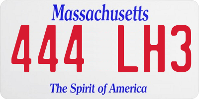 MA license plate 444LH3