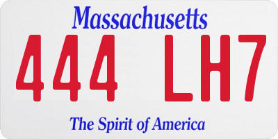 MA license plate 444LH7