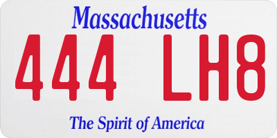 MA license plate 444LH8