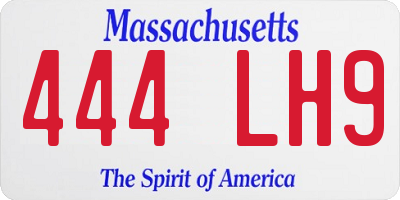 MA license plate 444LH9