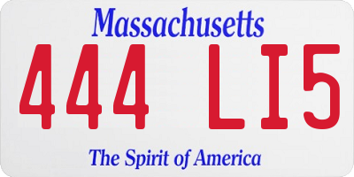 MA license plate 444LI5