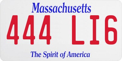 MA license plate 444LI6