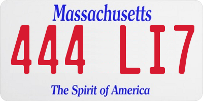 MA license plate 444LI7