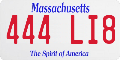 MA license plate 444LI8