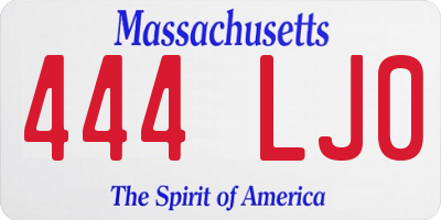 MA license plate 444LJ0