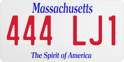 MA license plate 444LJ1