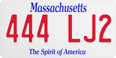 MA license plate 444LJ2
