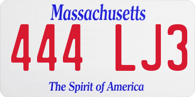 MA license plate 444LJ3