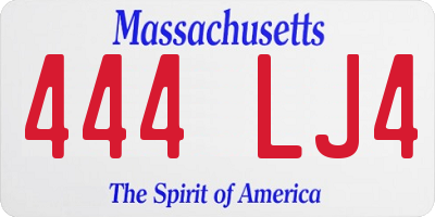 MA license plate 444LJ4