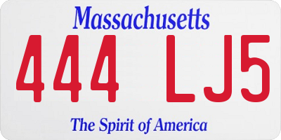 MA license plate 444LJ5