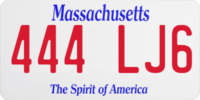 MA license plate 444LJ6